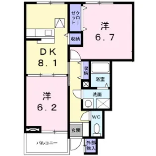 イリーデ上田A【103号室】の間取り