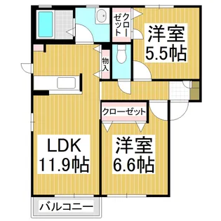 ディアス田中 A棟【201号室】の間取り