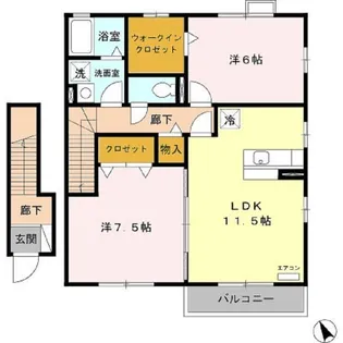 グランモアかじろ B棟【201号室】の間取り