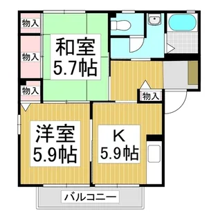 ルミエールひがの A棟【201号室】の間取り