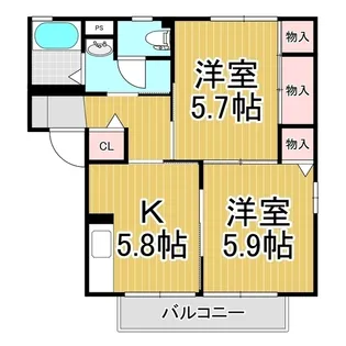 ルミエールひがの A棟【1階】の間取り