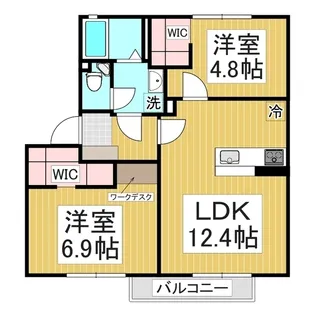 ディアスニューコスモスA棟【102号室】の間取り