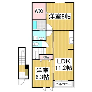 エスポワールあずみのB【2階】の間取り