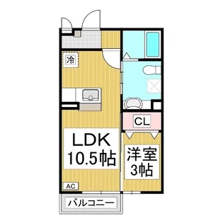ルーエ三本柳 B棟【2階】の間取り
