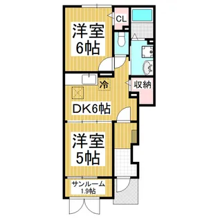 プロムナード カルム【102号室】の間取り