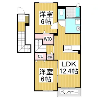 シャン・ド・フルール B【2階】の間取り
