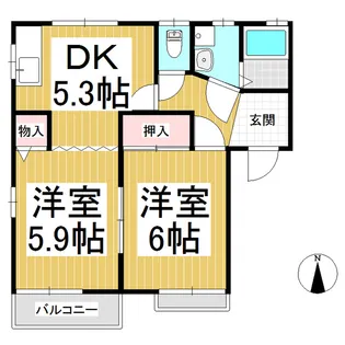 メゾン三星 D棟【210号室】の間取り