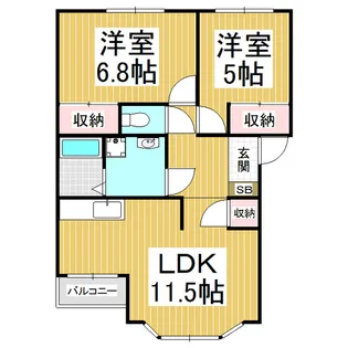 リバーサイド中川原【205号室】の間取り