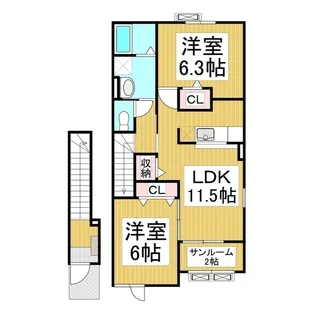 シエルエトワレ A【204号室】の間取り