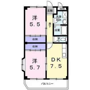 パレ・メルヴェイユー【2階】の間取り