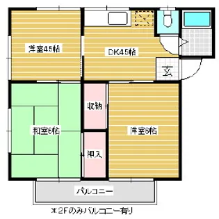 コーポ南山田C・D【C-2号室】の間取り