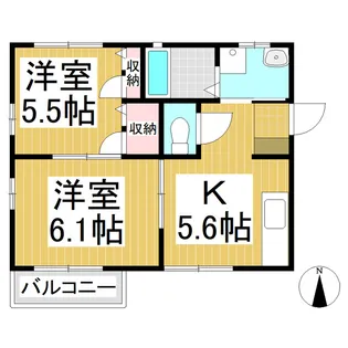 フレグランスやまぐち【201号室】の間取り