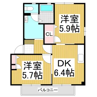 パティオ【A201号室】の間取り