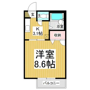 シャンブル若里Ⅱ【2階】の間取り