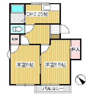 シャトレーゼ神畑【201号室】の間取り