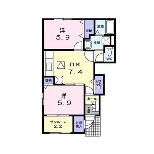 オレンジ・ピークスB【1階】の間取り