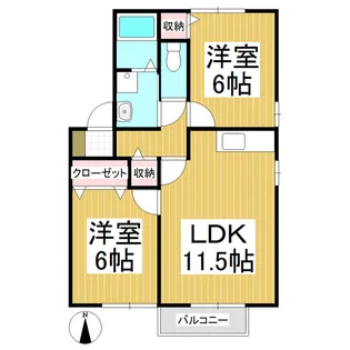 クラテールN C【101号室】の間取り