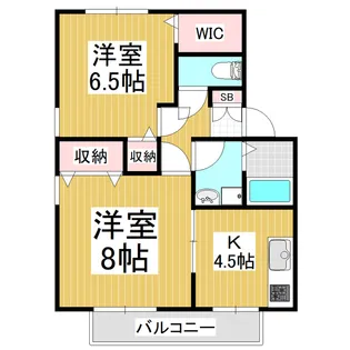 クレール南浅間B棟【206号室】の間取り