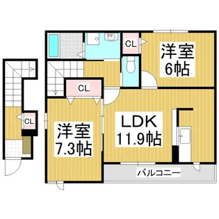 ビューラアズミ G【2階】の間取り