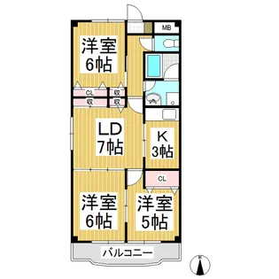 グリンビュー日滝 D棟【103号室】の間取り