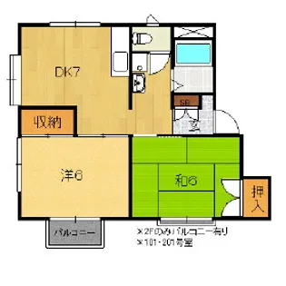 ハイツシマダA【202号室】の間取り