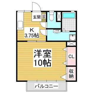 信大前青山ハイツ【B101号室】の間取り