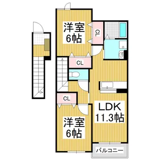 カンパーニャF【2階】の間取り