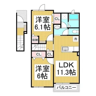 シャトー・ル・ブラン【2階】の間取り
