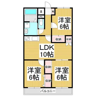 パークヒルズ松川【301号室】の間取り