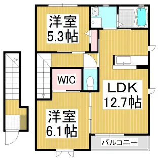 カーサ ファミリオ A棟【2階】の間取り