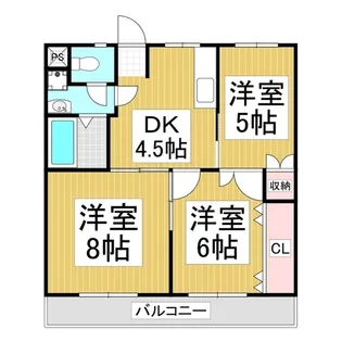 イーストヒルズINA【1-E号室】の間取り
