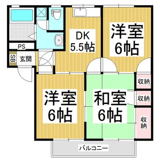 プリーザント宮沖 D棟【202号室】の間取り