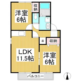 セジュール沖A棟【202号室】の間取り