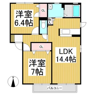 MastTown三本柳Ⅲ B棟【102号室】の間取り