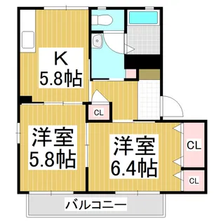 パストラル安曇野A【102号室】の間取り