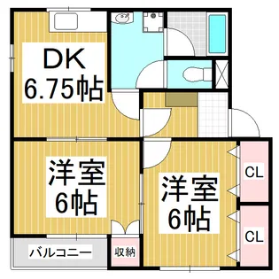 グランリジェールB【101号室】の間取り