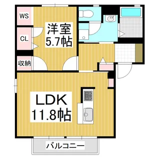 コスモスハイツ C棟【101号室】の間取り