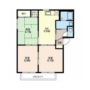 クレールコート B棟【201号室】の間取り