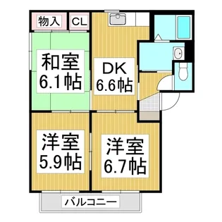 クレールコート B棟【201号室】の間取り