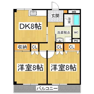 フラップハイツ倉沢【202号室】の間取り