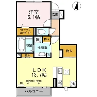 パルテール三本柳【102号室】の間取り