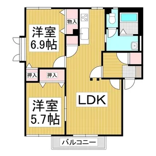 メゾンクレール原【101号室】の間取り