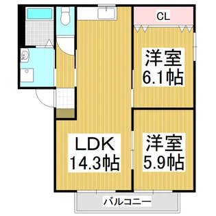 バリュージュバリューB【102号室】の間取り