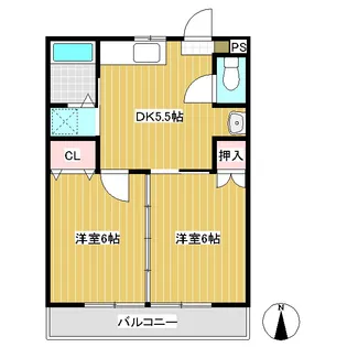 内樹マンションⅡ【2-A号室】の間取り