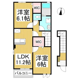 ミニョン・ドゥーMM【202号室】の間取り