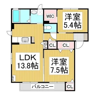 エクセレント川中島【201号室】の間取り