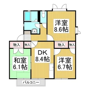 グリーンマウント本城 W【201号室】の間取り