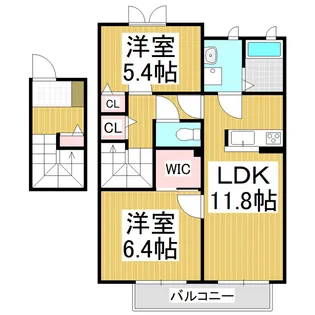 パストラーレあづみ A棟【2階】の間取り