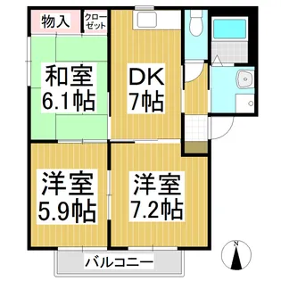 バリュージュヤマト【A201号室】の間取り