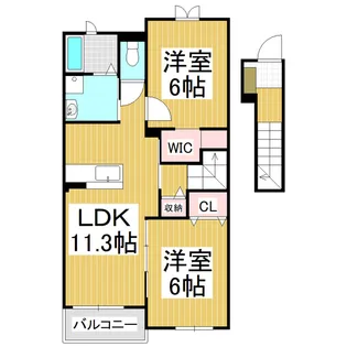 フレスクーラ蟻ヶ崎Ⅰ【2階】の間取り